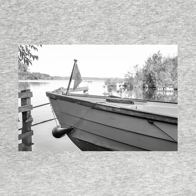 Front end of small motorboat moored on the Norfolk Broads by yackers1